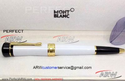 Perfect Replica Best Mont Blanc Bonheur Nuit White Ballpoint Pen Gold Clip